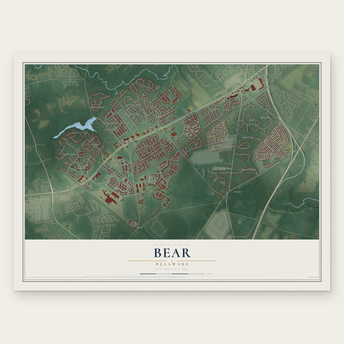 Bear, Delaware map print, the full design