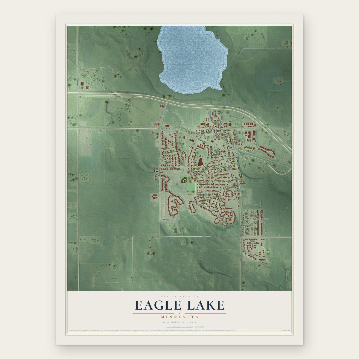 Eagle Lake, Minnesota map print, the full design