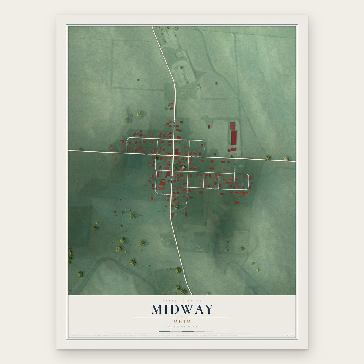 Midway, Ohio map print, the full design