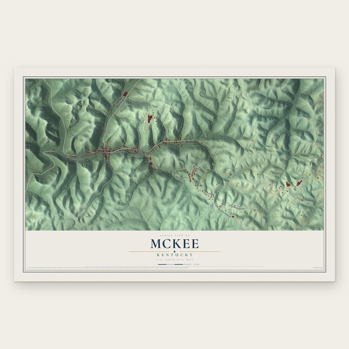 McKee, Kentucky map print, the full design