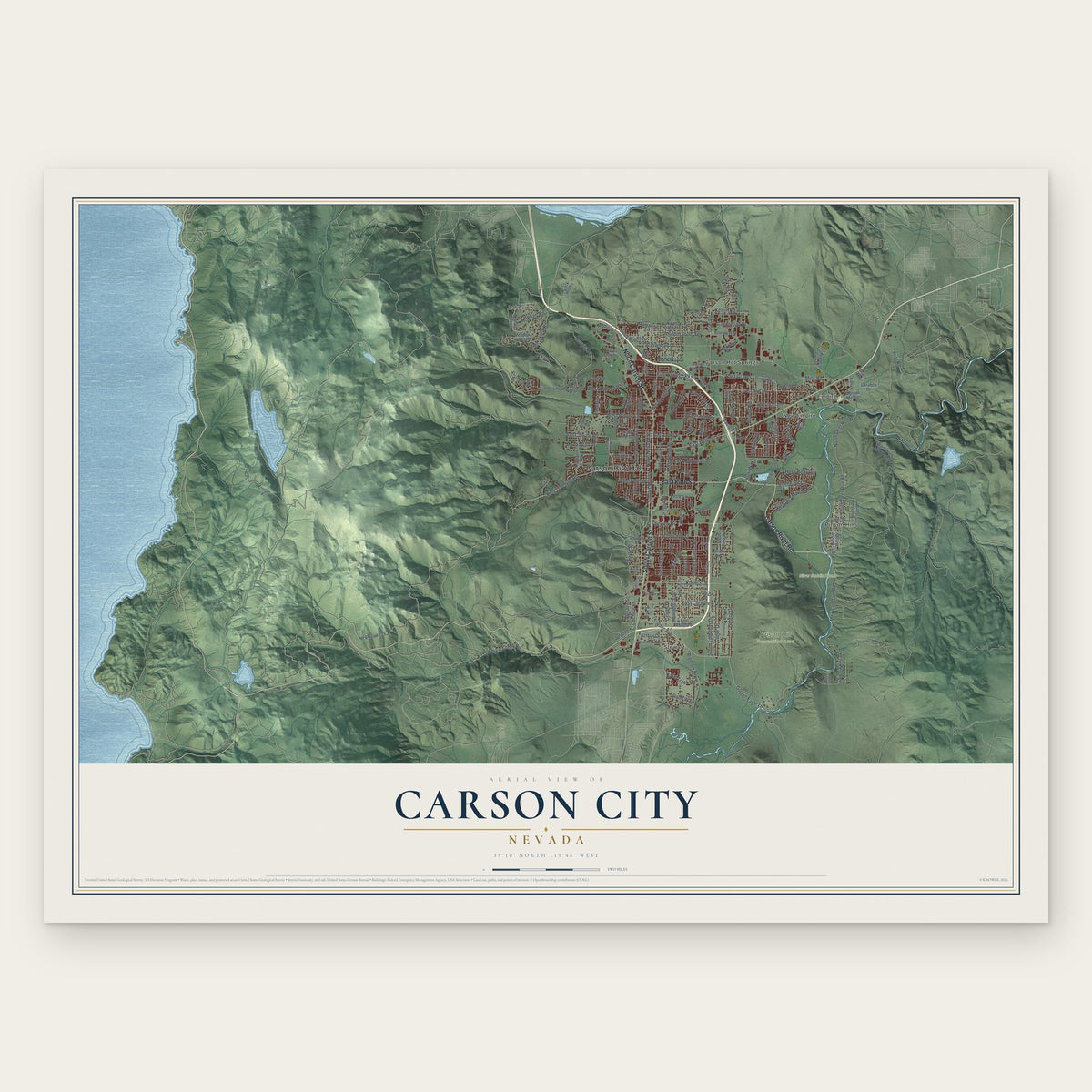Carson City, Nevada map print, the full design