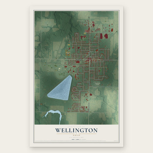 Wellington, Ohio map print, the full design