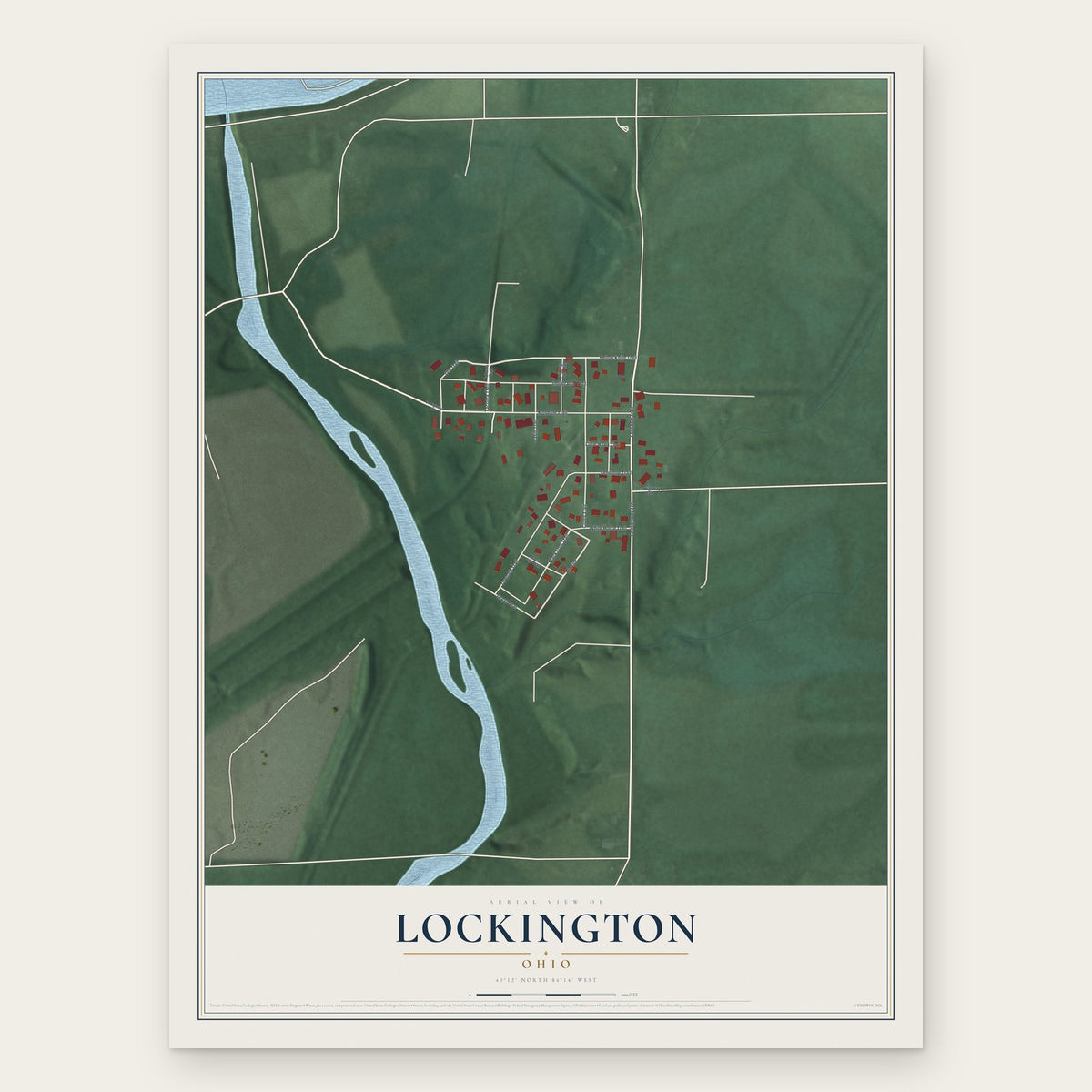 Lockington, Ohio map print, the full design