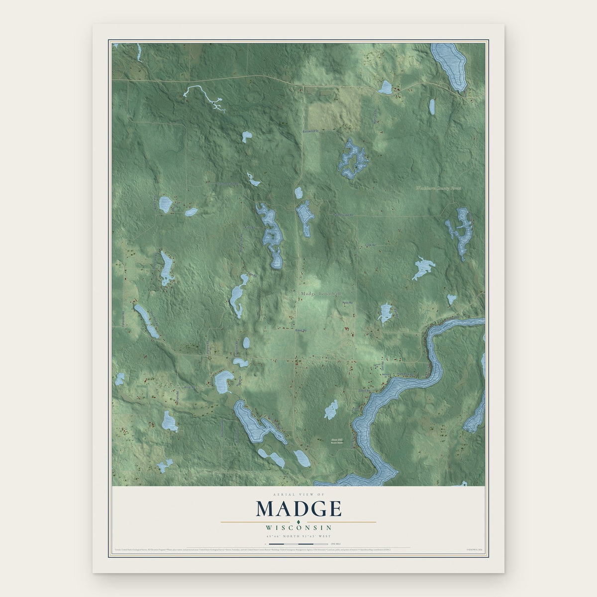 Madge, Wisconsin map print, the full design
