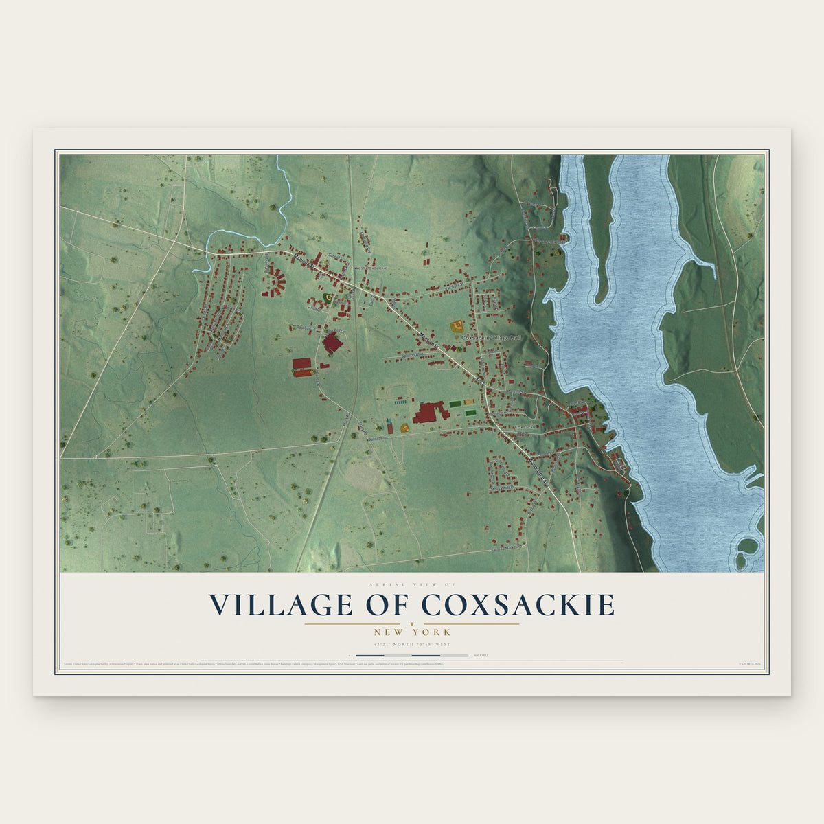 Village of Coxsackie, New York map print, the full design