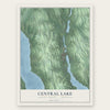 Central Lake, Antrim County, Michigan map print, the full design