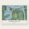 Cumberland City, Tennessee map print, the full design