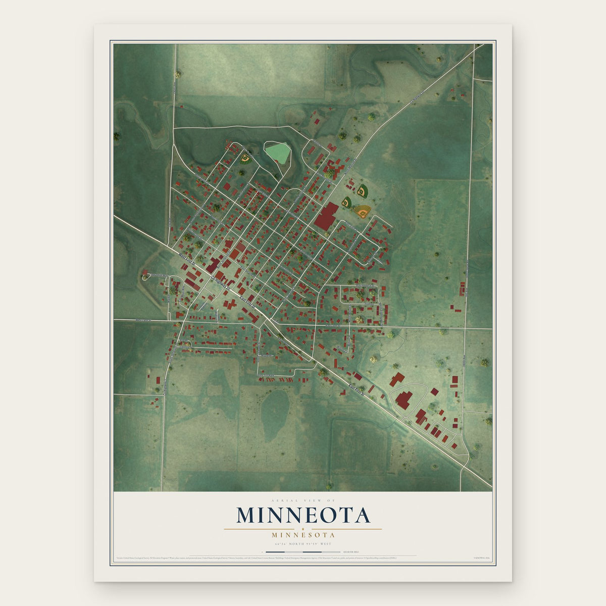 Minneota, Minnesota map print, the full design