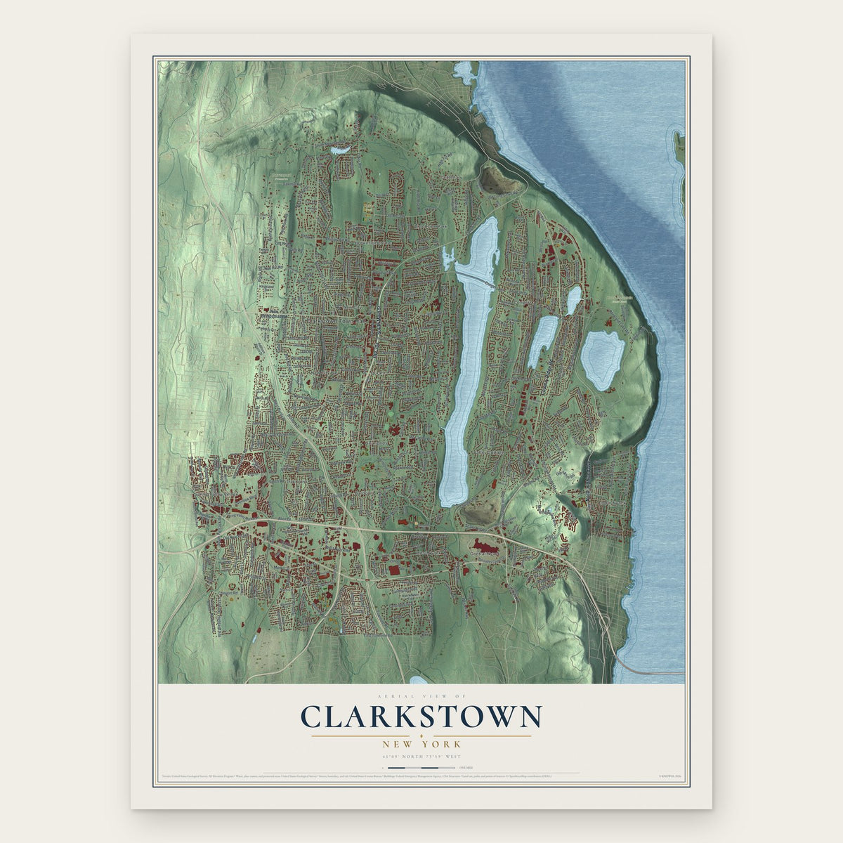 Clarkstown, New York map print, the full design