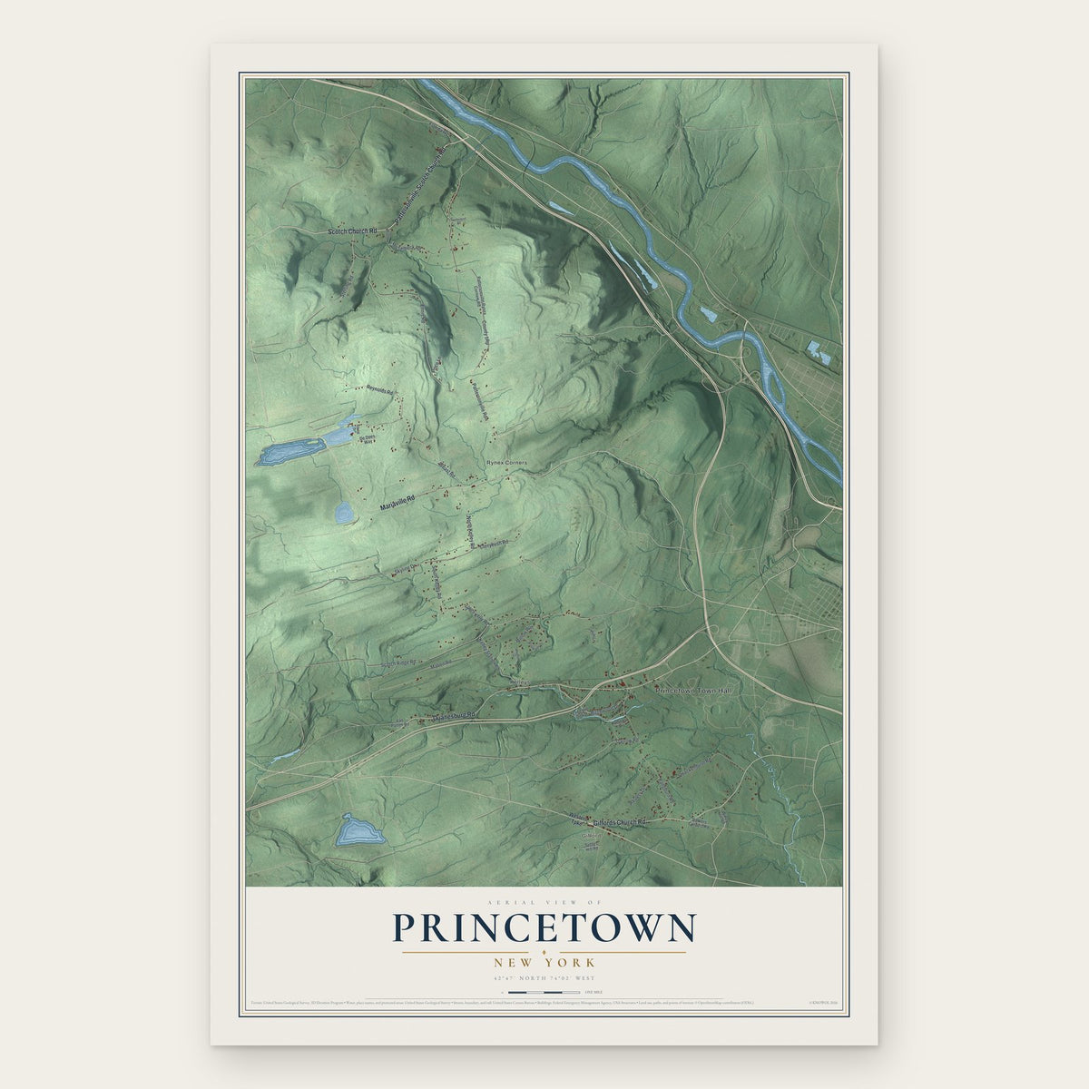 Princetown, New York map print, the full design