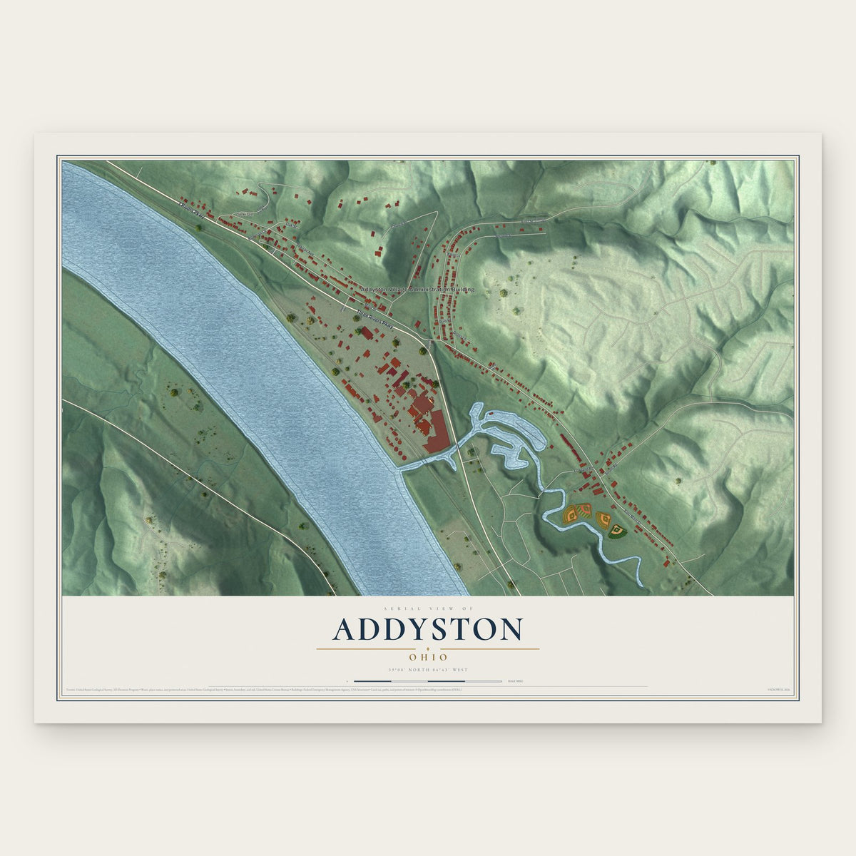 Addyston, Ohio map print, the full design