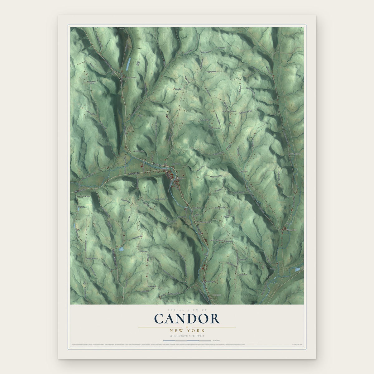 Candor, New York map print, the full design