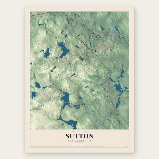 Sutton, Massachusetts map print, the full design