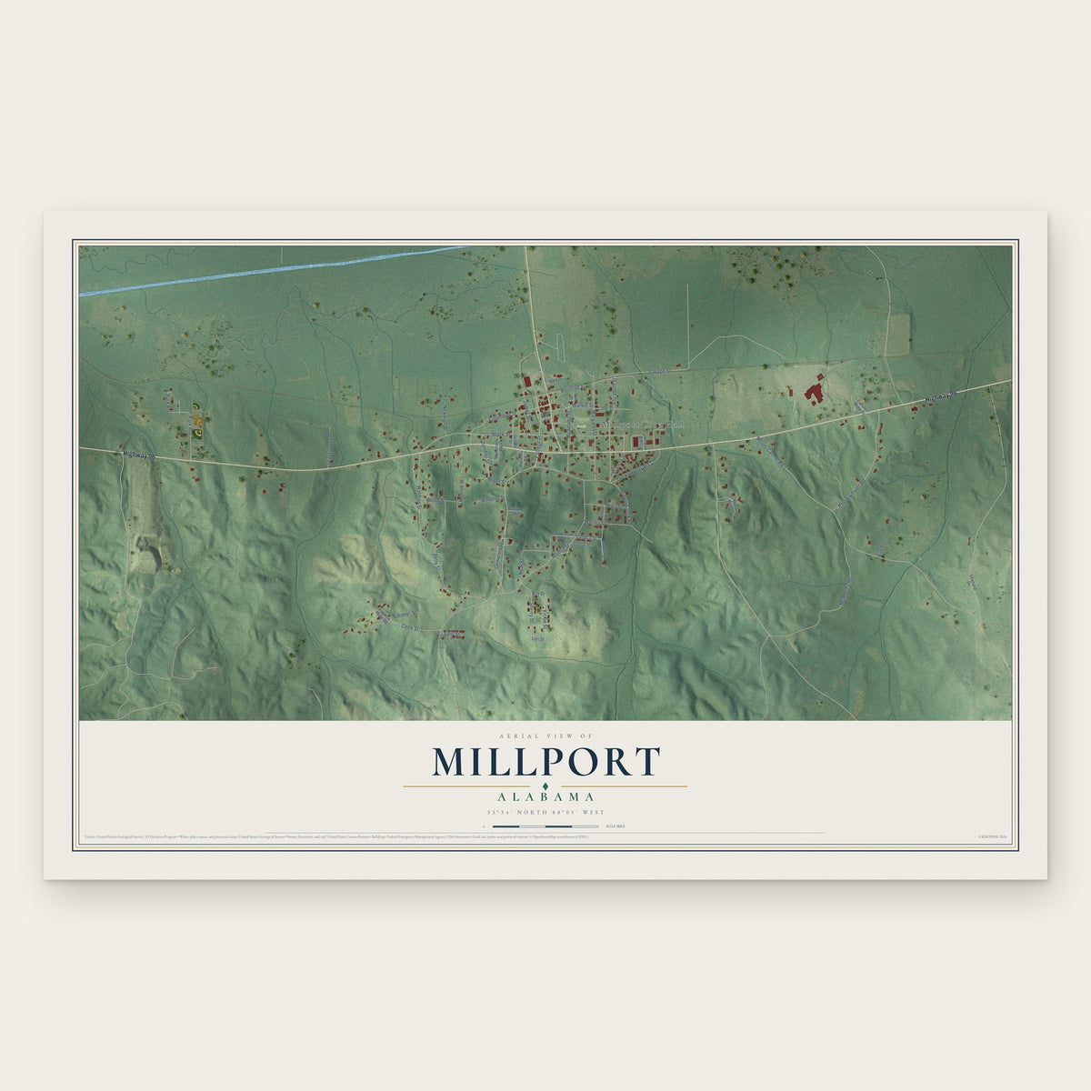 Millport, Alabama map print, the full design