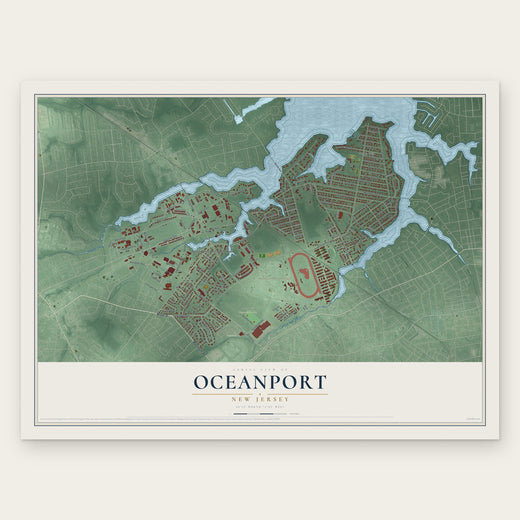 Oceanport, New Jersey map print, the full design