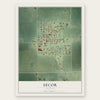 Secor, Illinois map print, the full design
