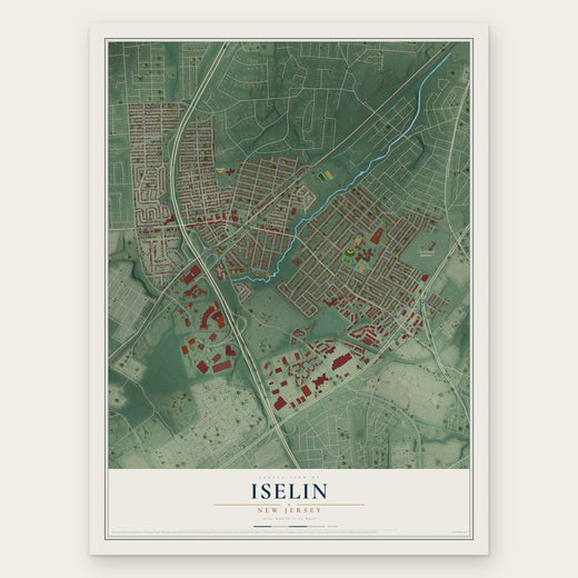 Iselin, New Jersey map print, the full design
