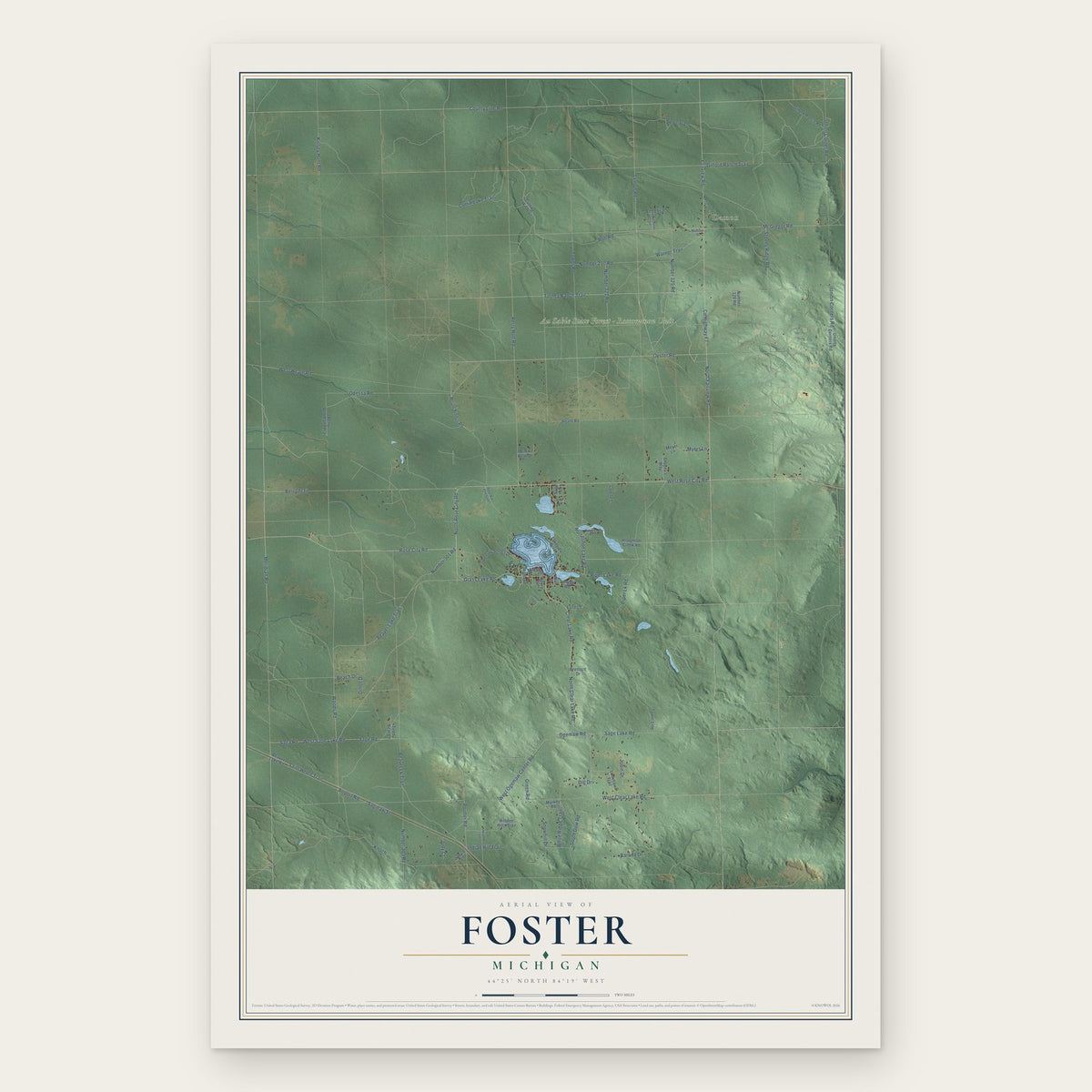 Foster, Michigan map print, the full design