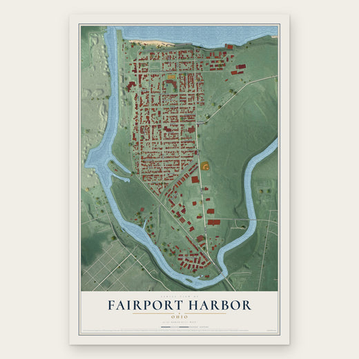 Fairport Harbor, Ohio map print, the full design