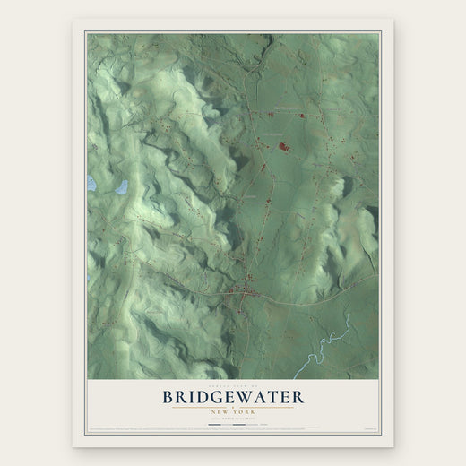 Bridgewater, New York map print, the full design