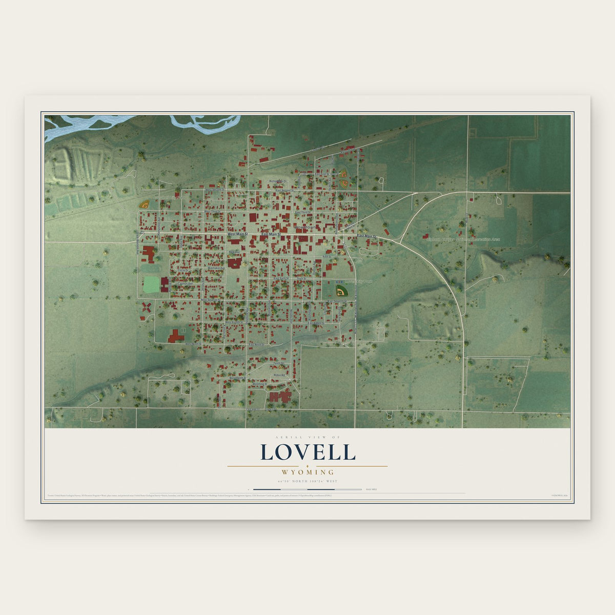 Lovell, Wyoming map print, the full design