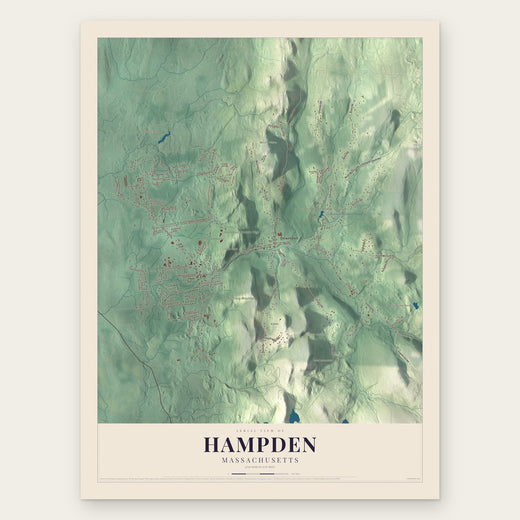 Hampden, Massachusetts map print, the full design