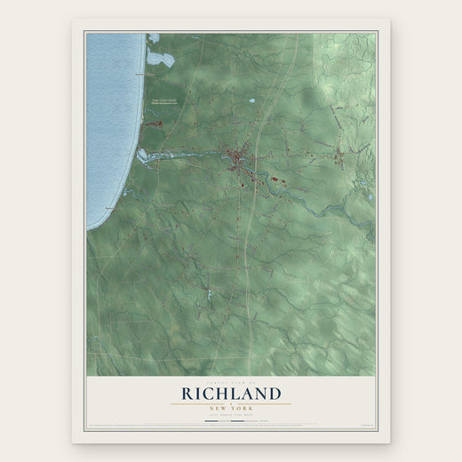 Richland, New York map print, the full design