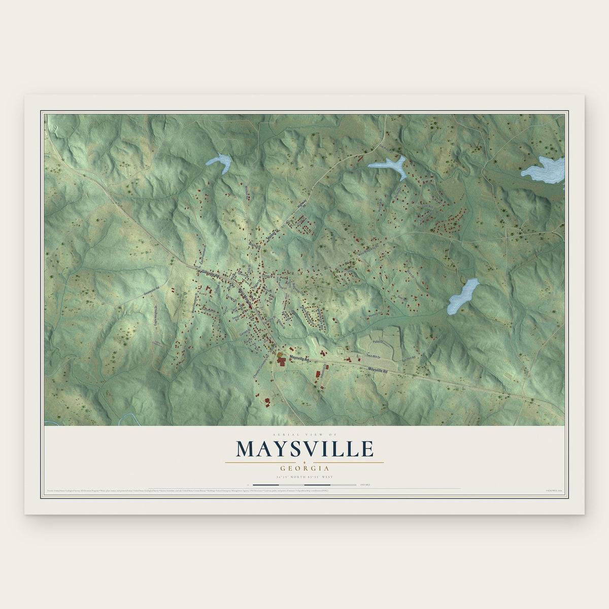Maysville, Georgia map print, the full design