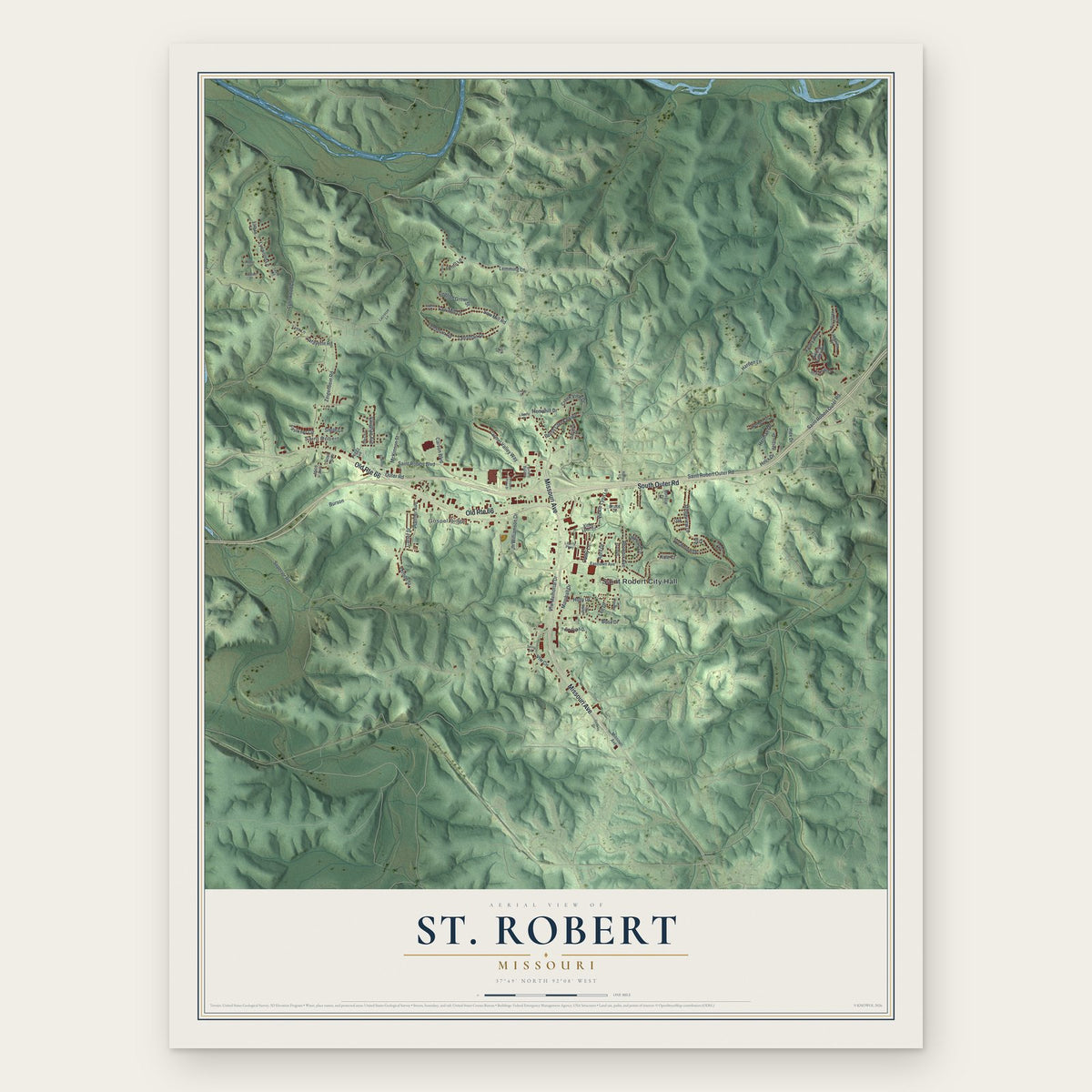 St. Robert, Missouri map print, the full design