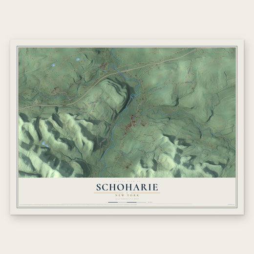 Schoharie, New York map print, the full design