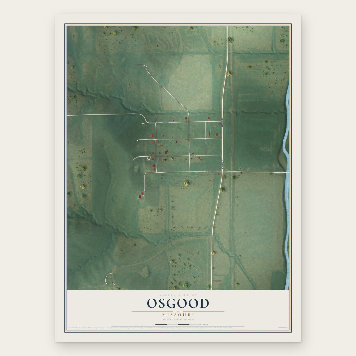 Osgood, Missouri map print, the full design