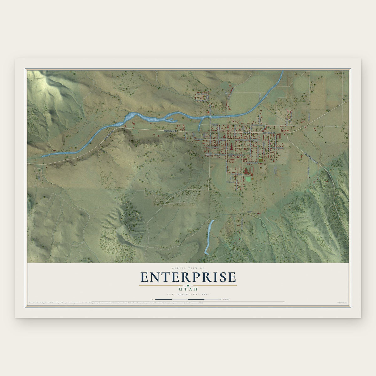 Enterprise, Utah map print, the full design