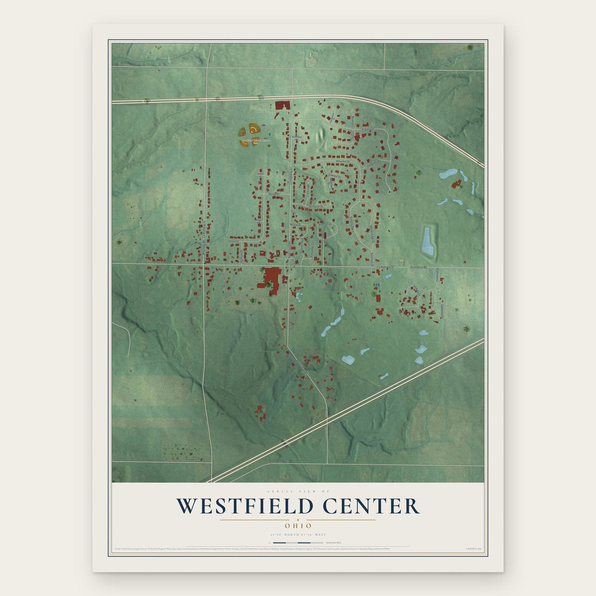 Westfield Center, Ohio map print, the full design