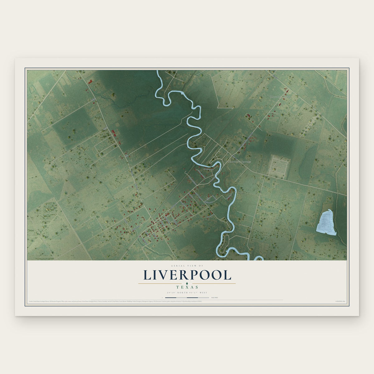 Liverpool, Texas map print, the full design