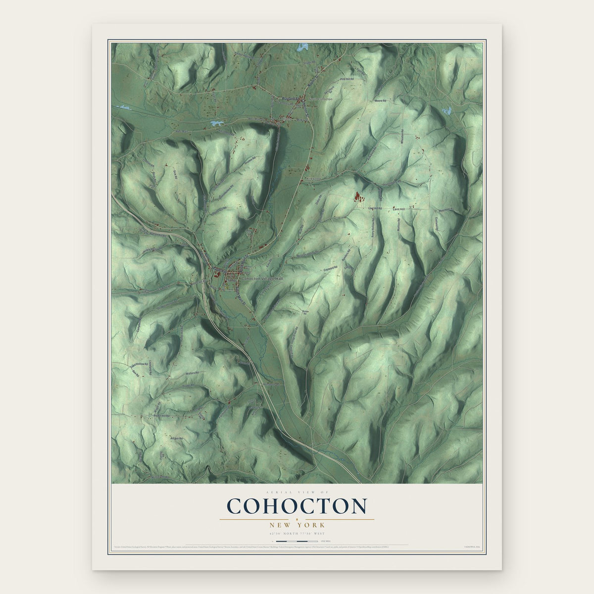 Cohocton, New York map print, the full design
