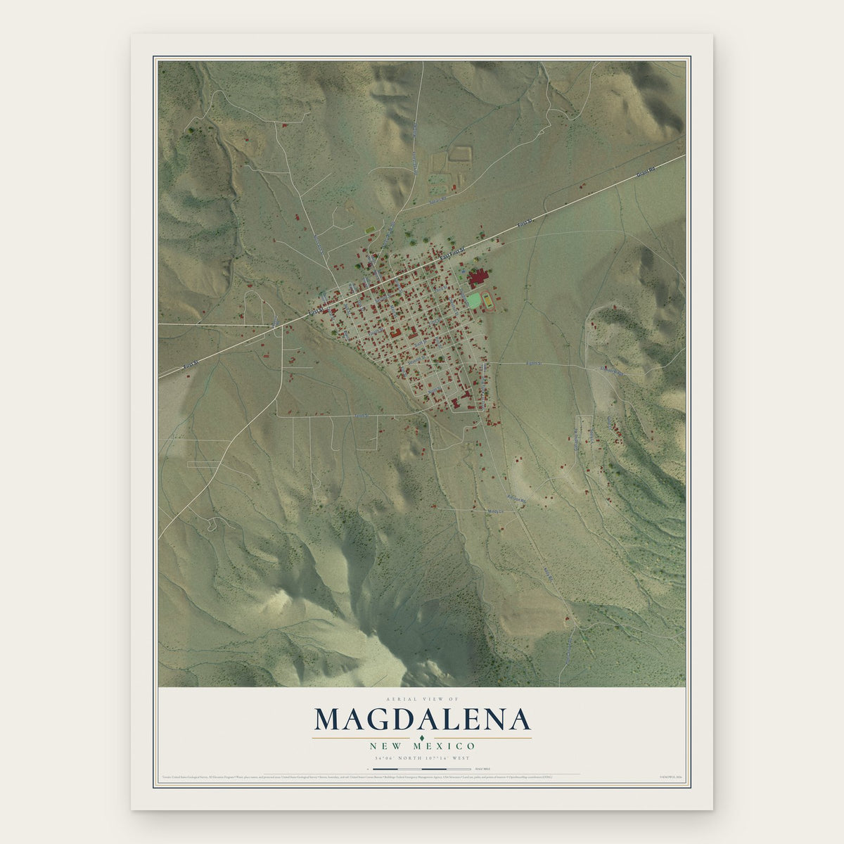 Magdalena, New Mexico map print, the full design