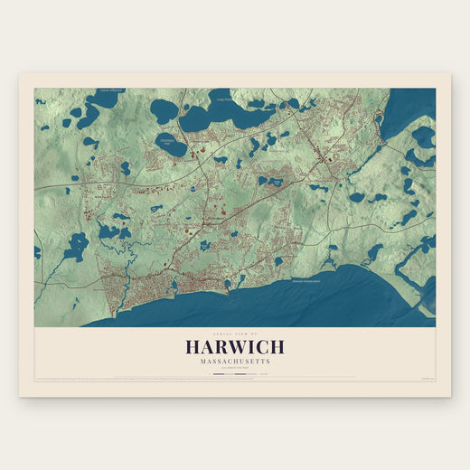 Harwich, Massachusetts map print, the full design