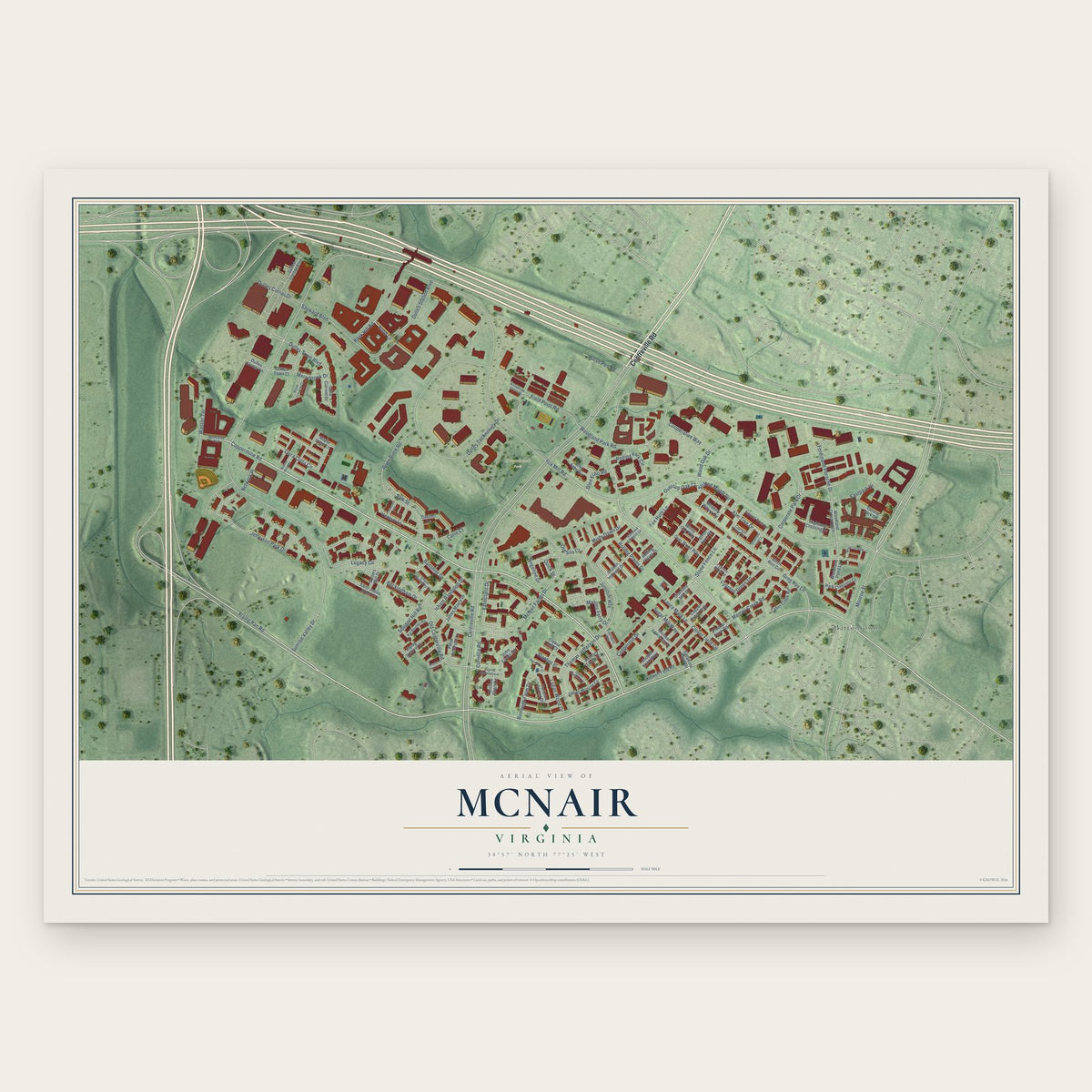 McNair, Virginia map print, the full design