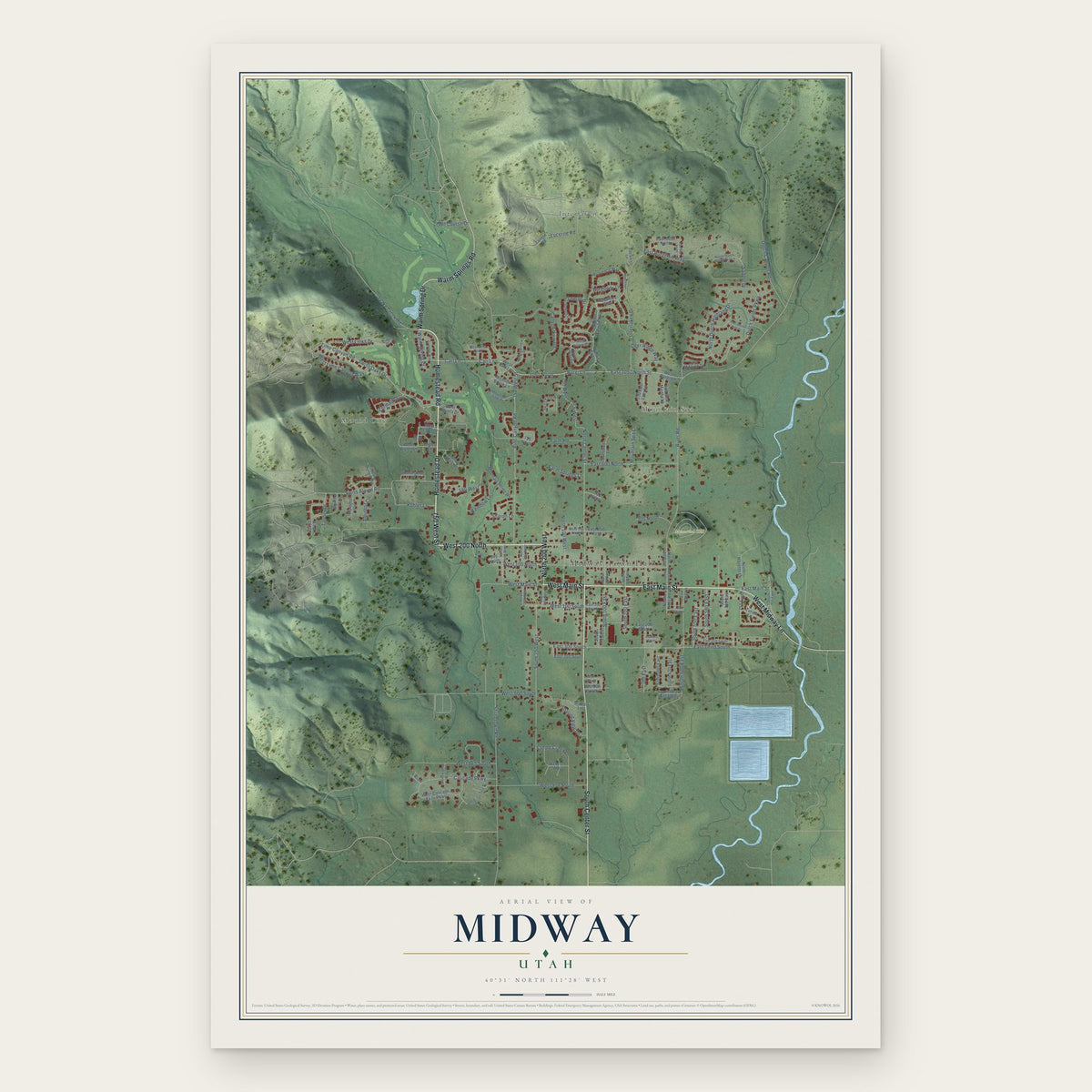Midway, Utah map print, the full design