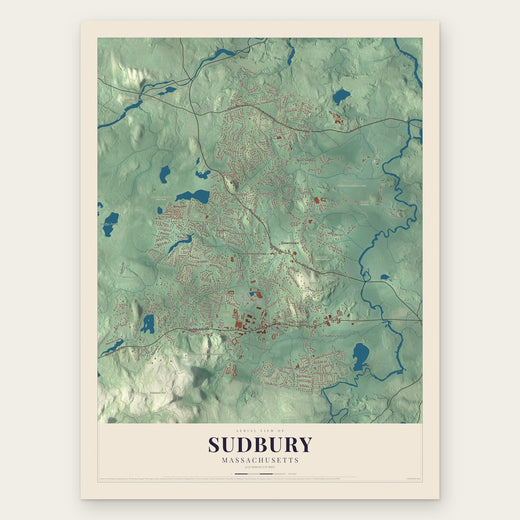 Sudbury, Massachusetts map print, the full design