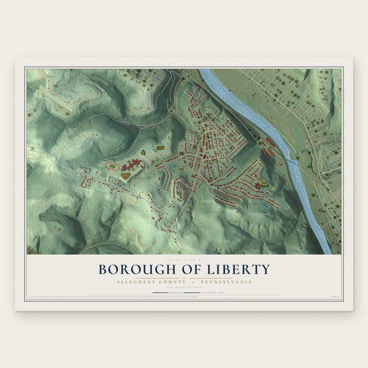 Borough of Liberty, Allegheny County, Pennsylvania map print, the full design