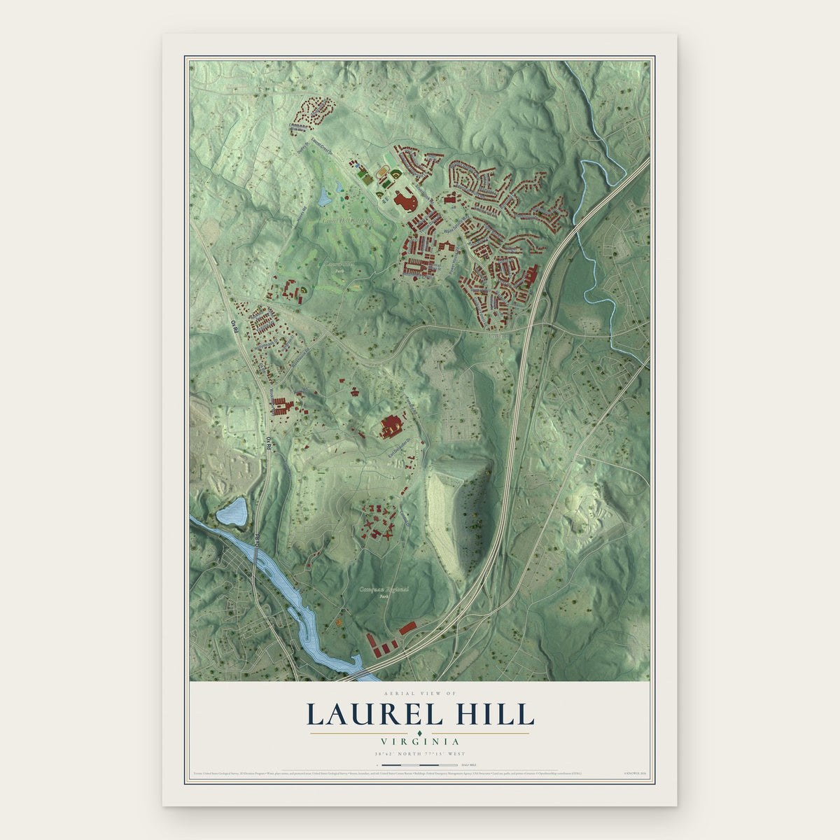 Laurel Hill, Virginia map print, the full design