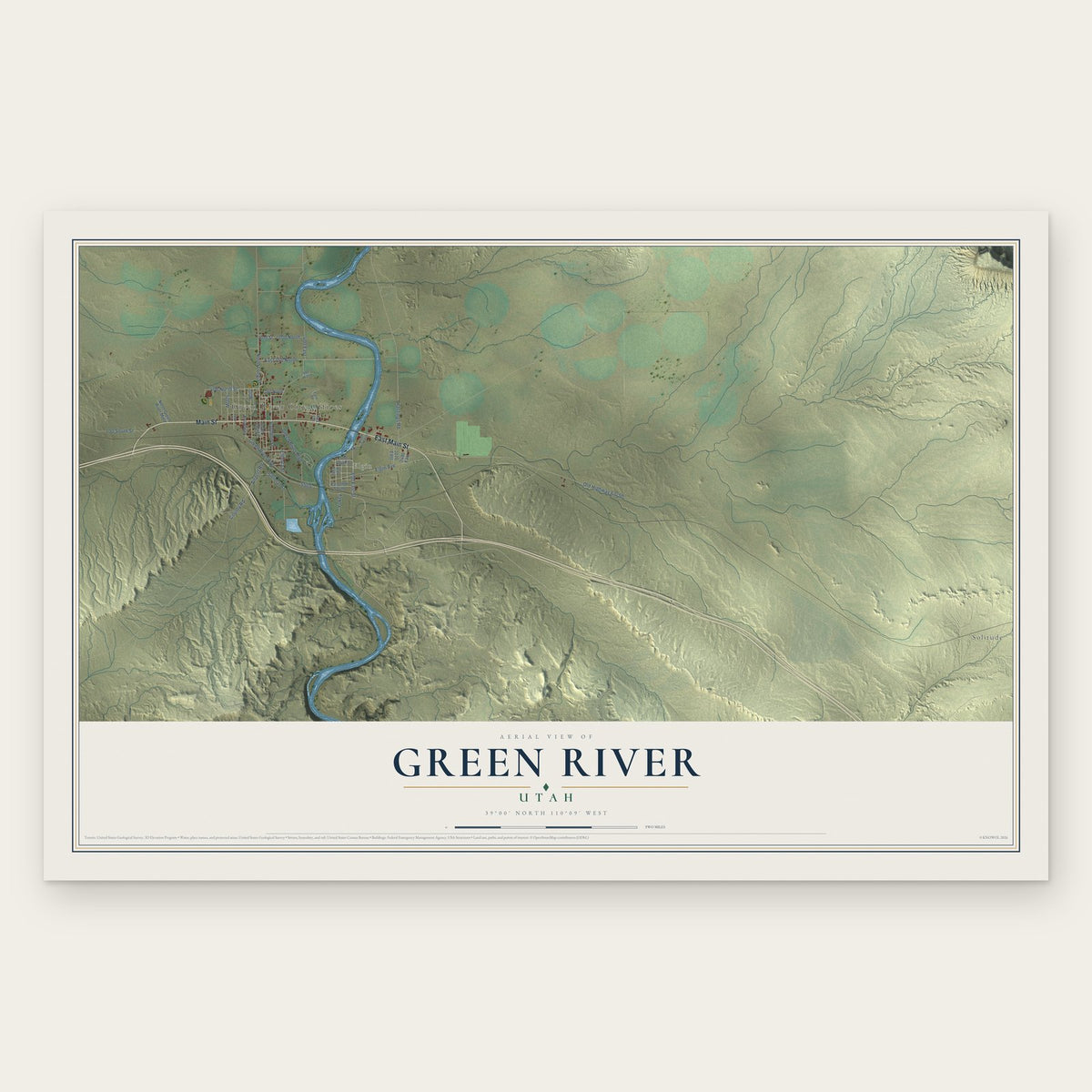 Green River, Utah map print, the full design