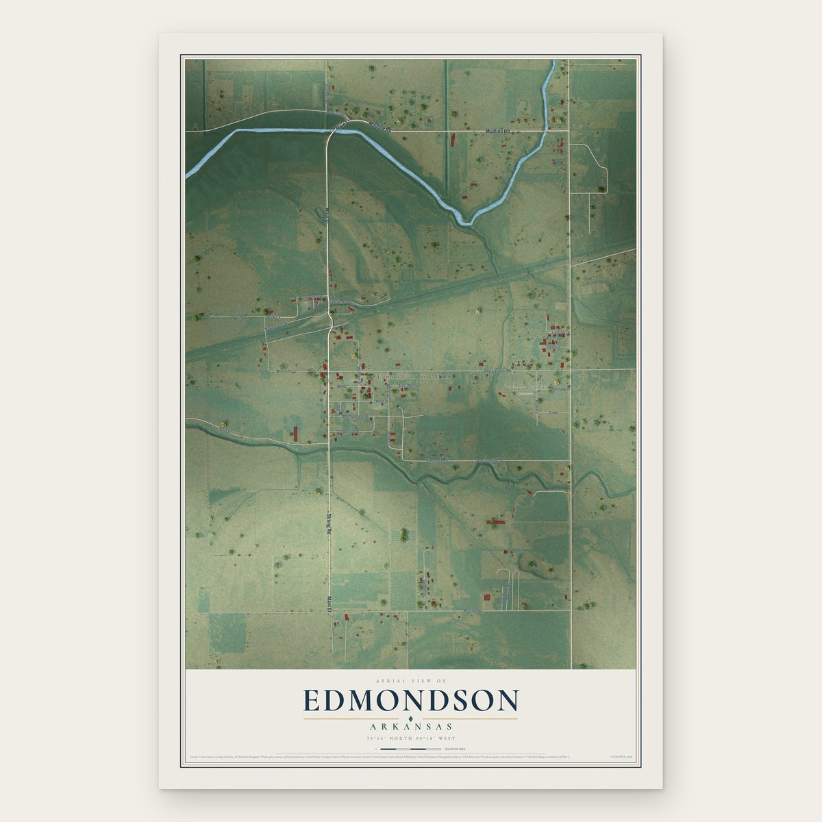 Edmondson, Arkansas map print, the full design