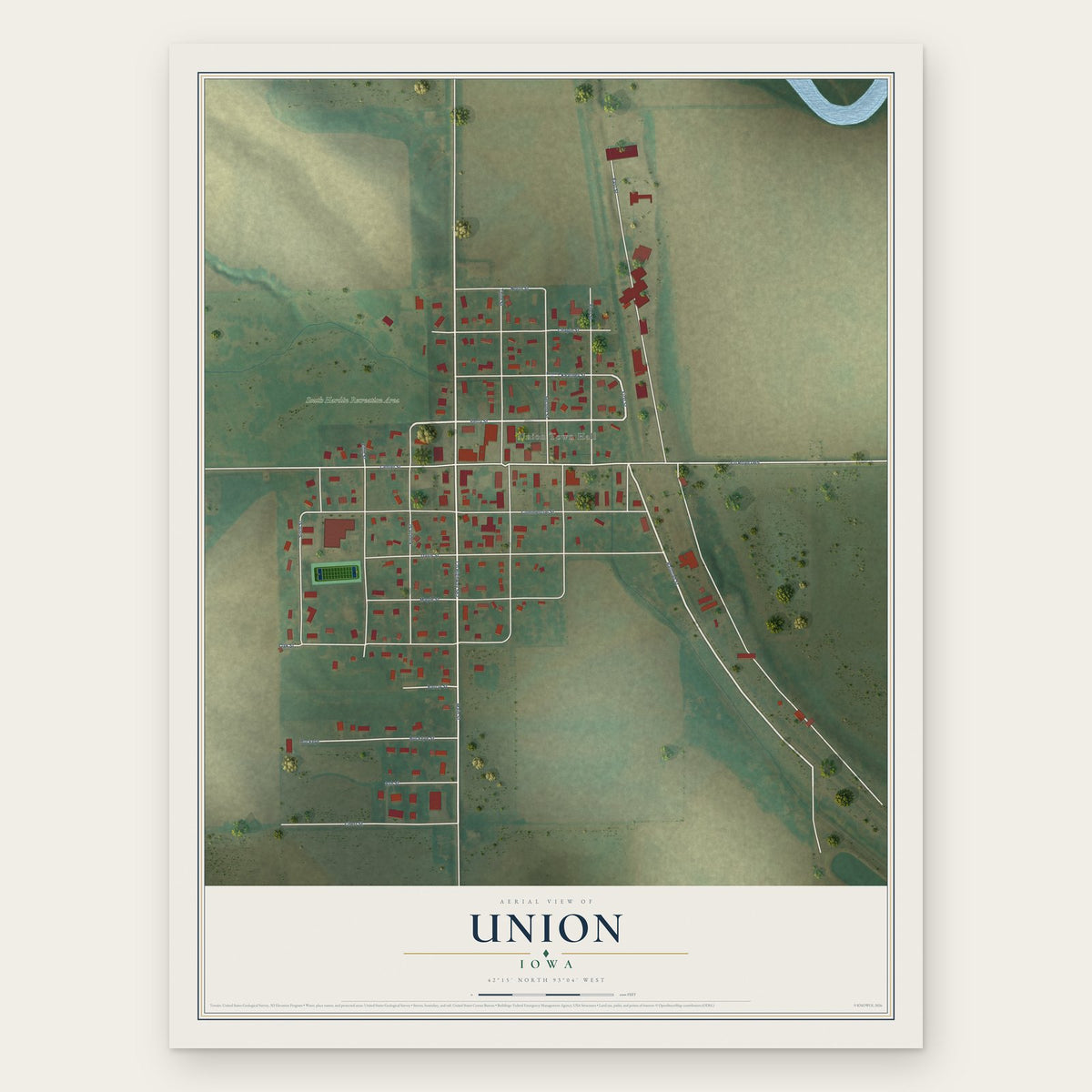 Union, Iowa map print, the full design