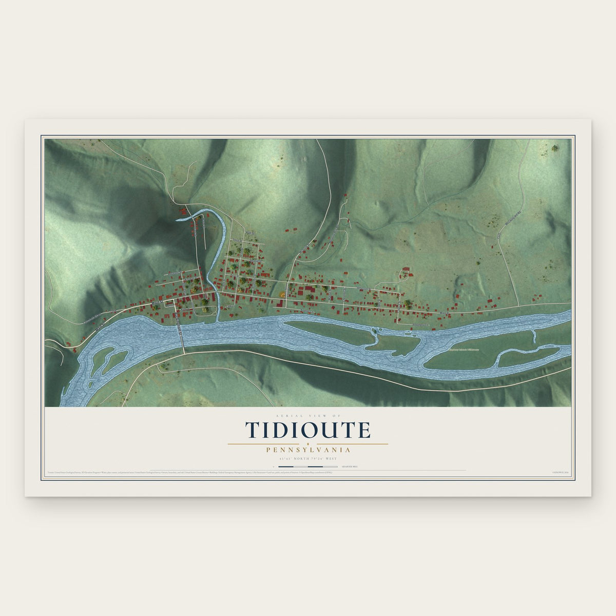 Tidioute, Pennsylvania map print, the full design