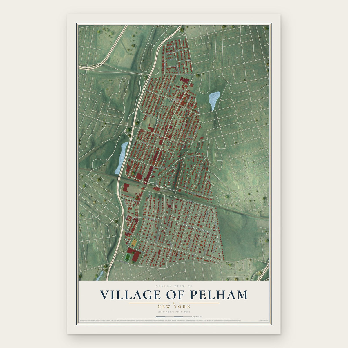 Village of Pelham, New York map print, the full design