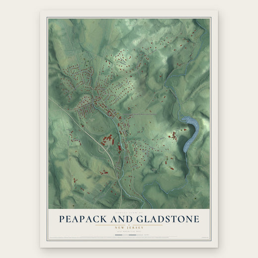 Peapack and Gladstone, New Jersey map print, the full design