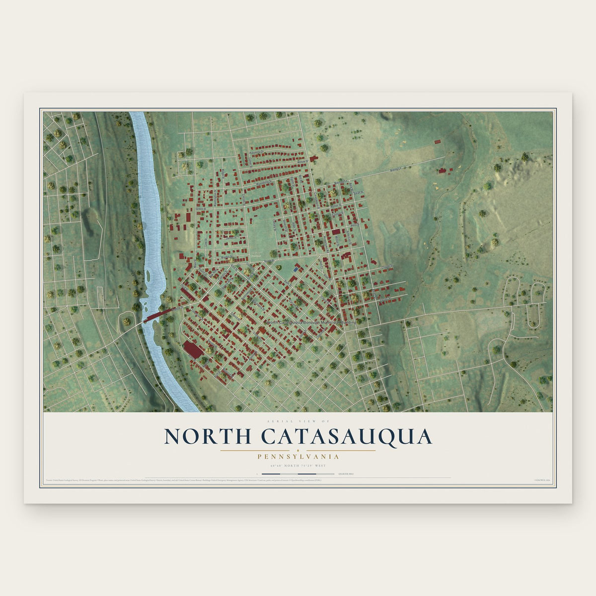 North Catasauqua, Pennsylvania map print, the full design