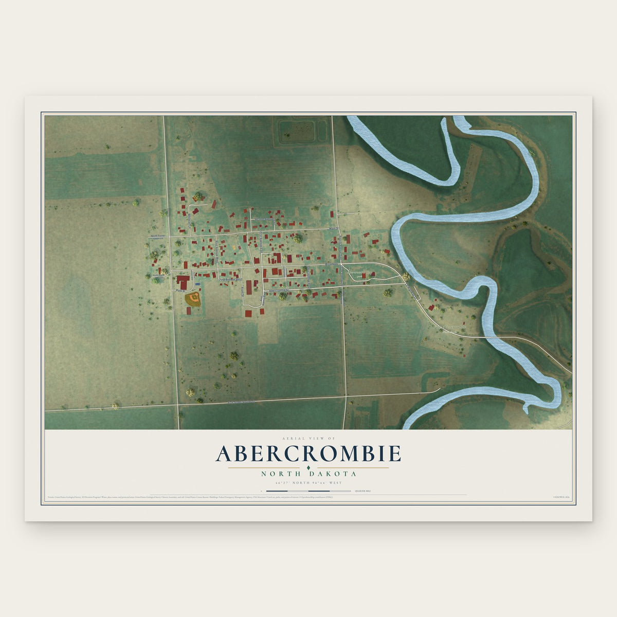 Abercrombie, North Dakota map print, the full design